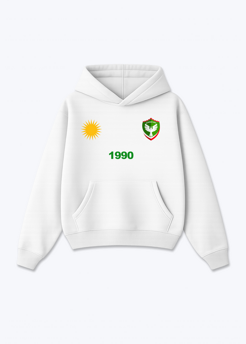 Amed SK 1990 Oversized Hoodie - White Front (Designed)