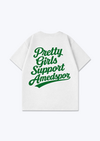Pretty Girls support Amedspor Oversized Shirt - White Back (Designed)