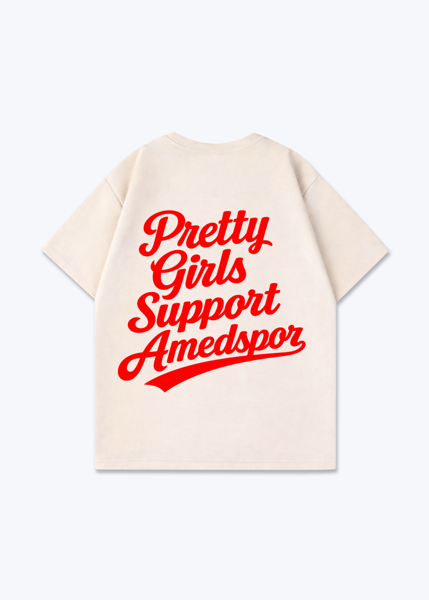 Pretty Girls Support Amedspor rot Oversized Shirt - Beige Back (Designed)