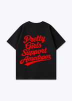 Pretty Girls Support Amedspor rot Oversized Shirt - Black Back (Designed)