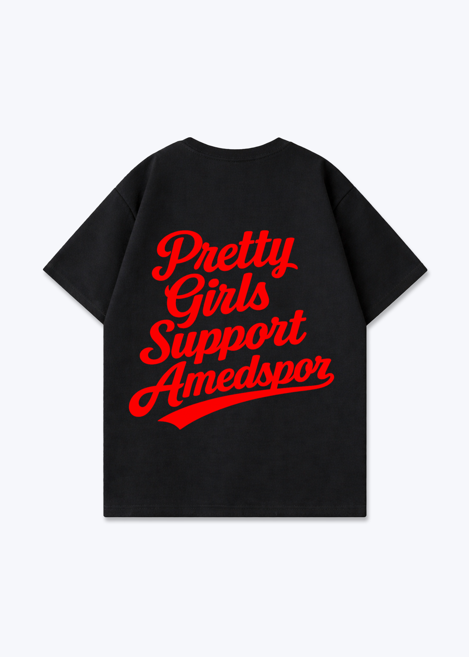 Pretty Girls Support Amedspor rot Oversized Shirt - Black Back (Designed)
