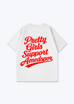 Pretty Girls Support Amedspor rot Oversized Shirt - White Back (Designed)