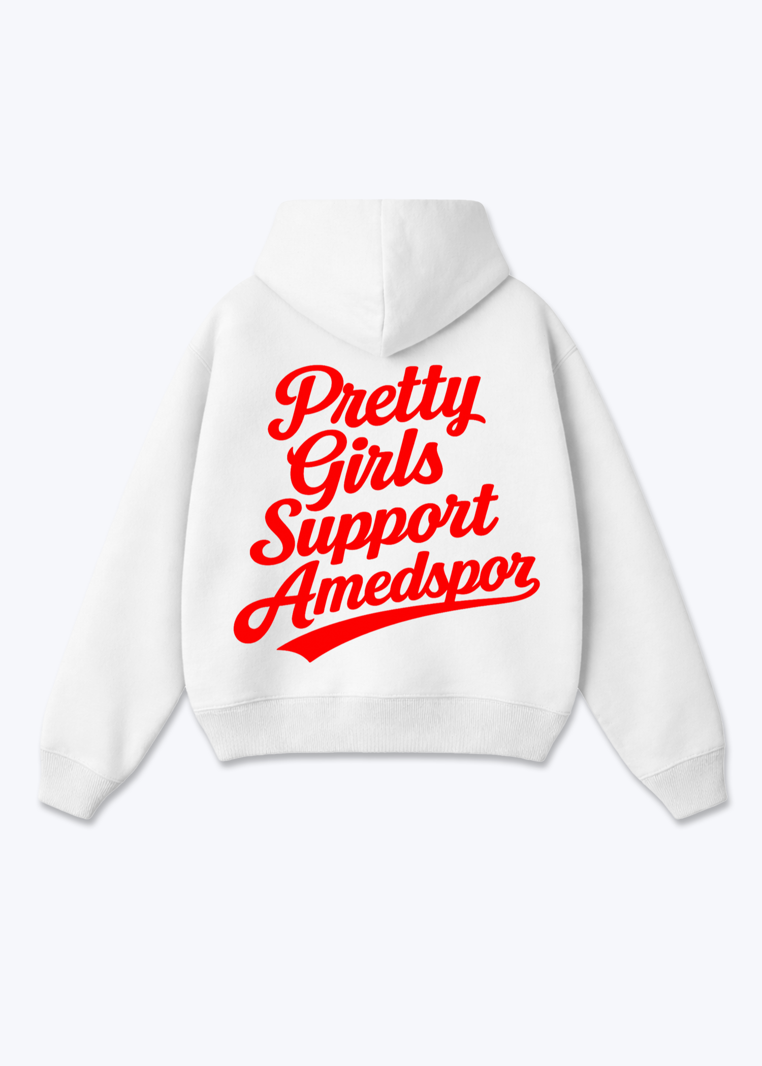 Pretty Girls support Amedspor rot Oversized Hoodie - White Back (Designed)
