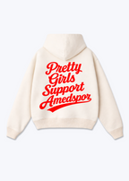 Pretty Girls support Amedspor rot Oversized Hoodie - Beige Back (Designed)