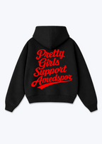 Pretty Girls support Amedspor rot Oversized Hoodie - Black Back (Designed)