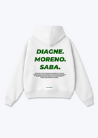 Diagne. Moreno. Saba. Oversized Hoodie - White Back (Designed)