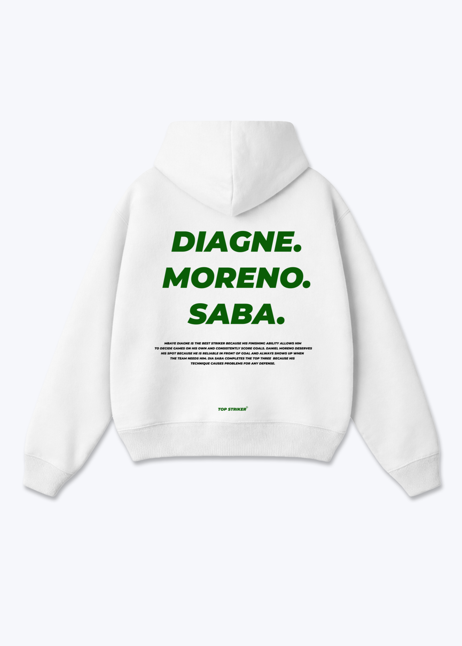 Diagne. Moreno. Saba. Oversized Hoodie - White Back (Designed)