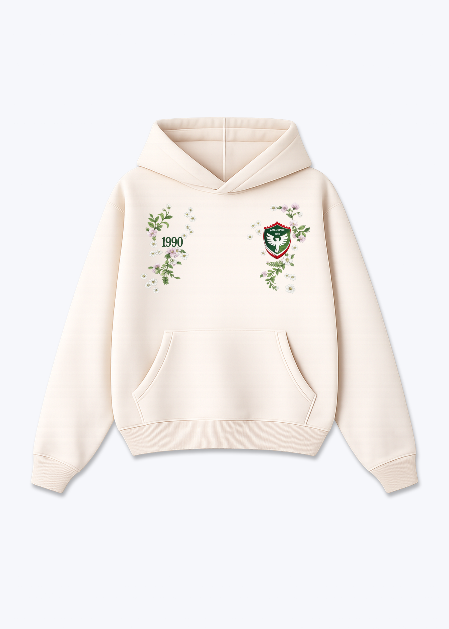 Amedspor 1990 Oversized Hoodie - Beige Front (Designed)