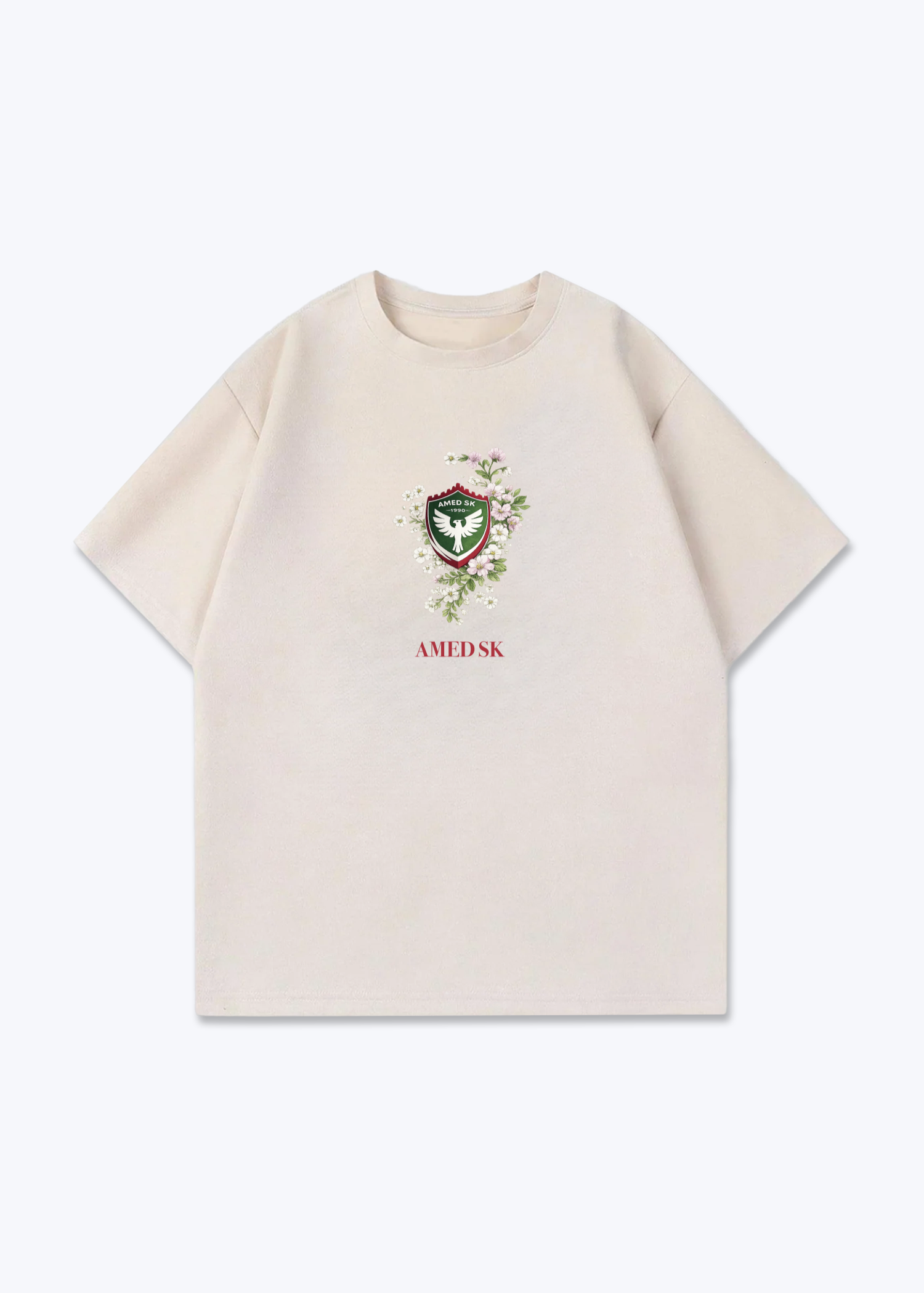 Amed SK Brust wappen Oversized Shirt - Beige Front (Designed)