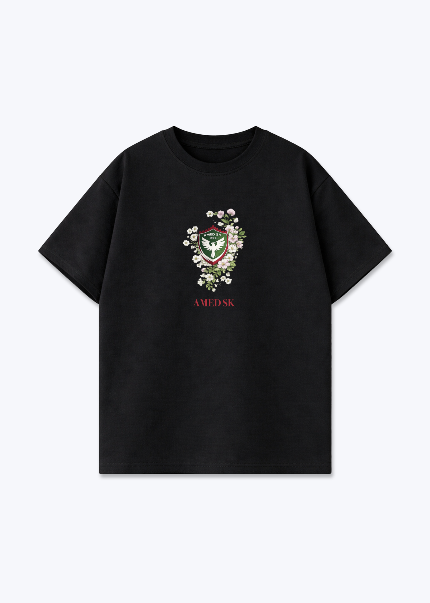 Amed SK Brust wappen Oversized Shirt - Black Front (Designed)