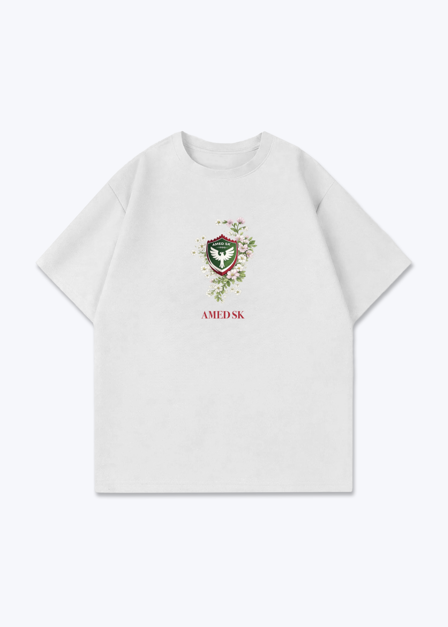 Amed SK Brust wappen Oversized Shirt - White Front (Designed)