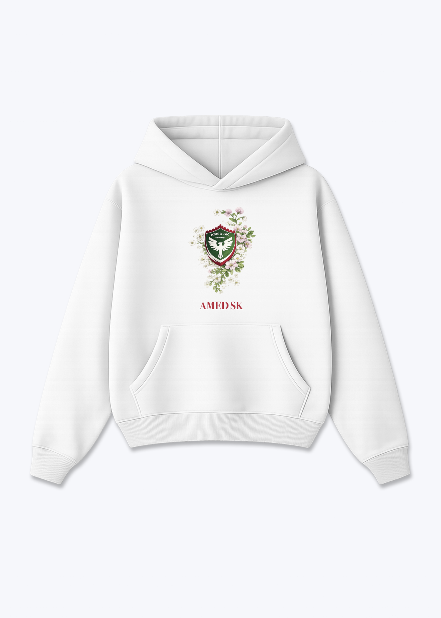 Amed SK Brustwappen Oversized Hoodie - White Front (Designed)