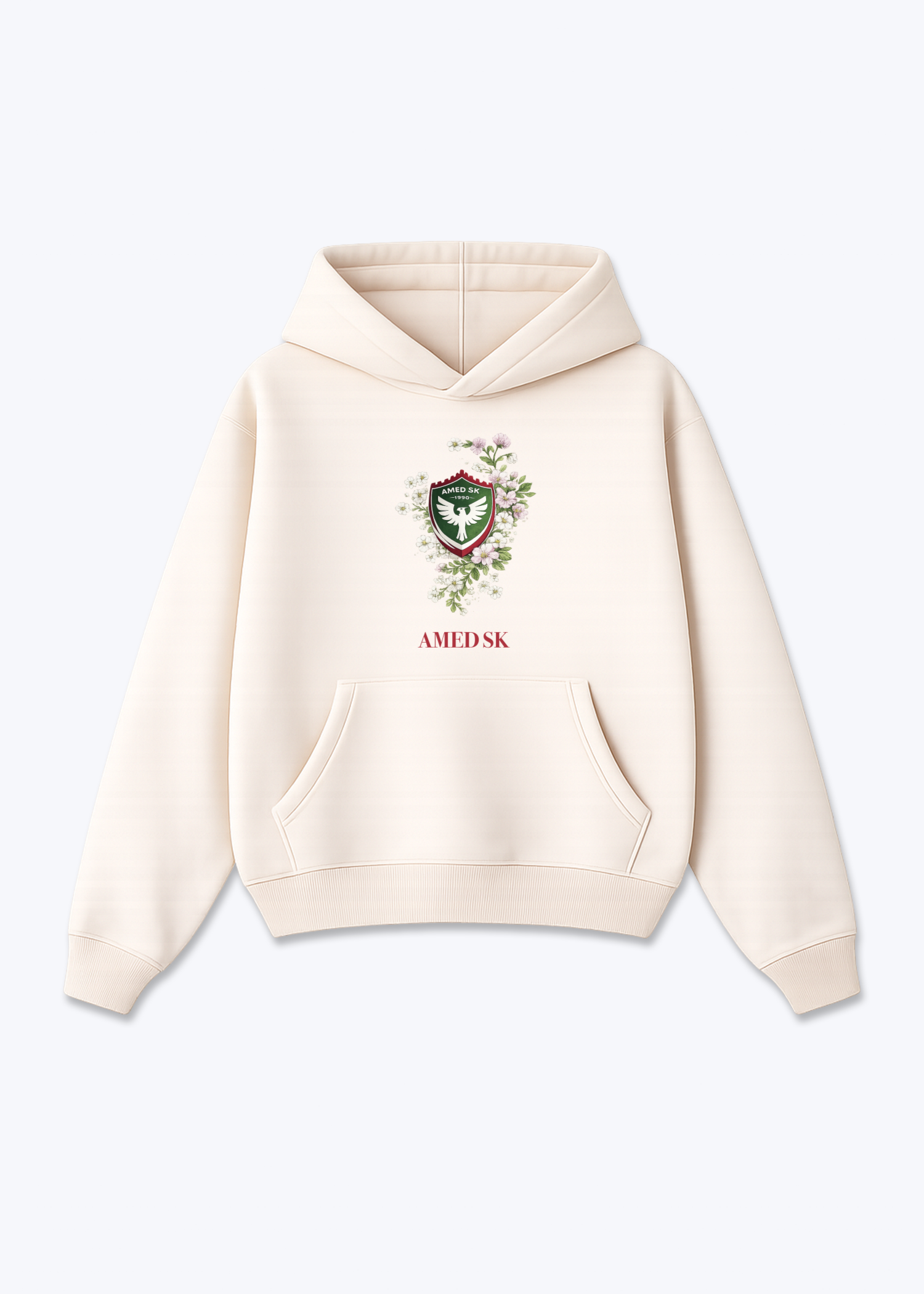 Amed SK Brustwappen Oversized Hoodie - Beige Front (Designed)