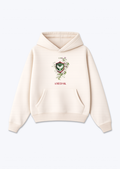 Amed SK Brustwappen Oversized Hoodie - Beige Front (Designed)