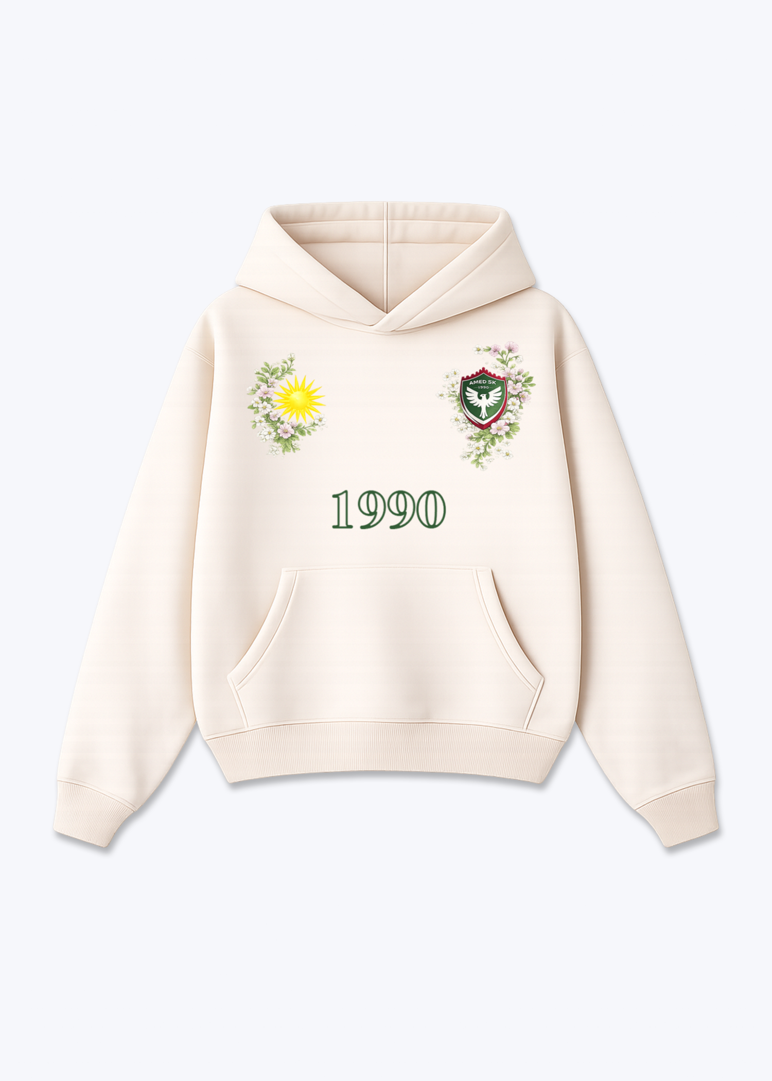 Amedspor 1990 Oversized Hoodie - Beige Front (Designed)