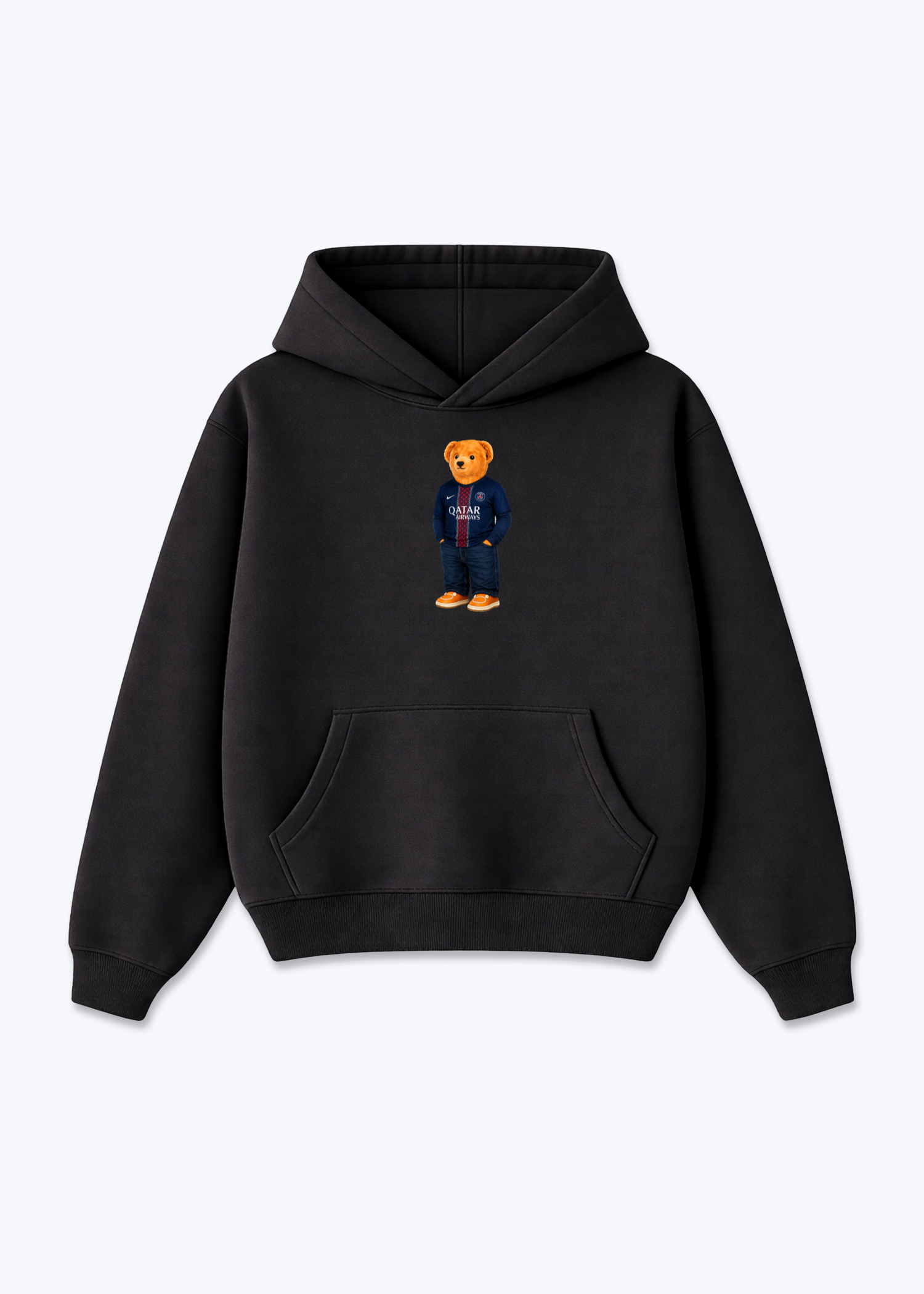 Paris Bär Oversized Hoodie - Black Front (Designed)
